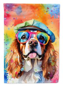 Cavalier Spaniel Hippie Dawg Garden Flag Mailbox Flag Decorative Yard Flag Banner Outside Patio Artwork Yard Flower Beds, Garden Size, Multicolor
