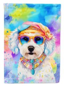 Bichon Frise Hippie Dawg Garden Flag Mailbox Flag Decorative Yard Flag Banner Outside Patio Artwork Yard Flower Beds, Garden Size, Multicolor